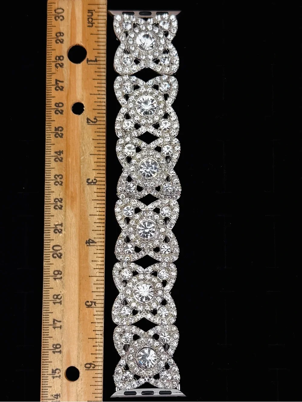 Apple Watch Crystal Stretch Bracelet Watch Band Sparkling Silvertone